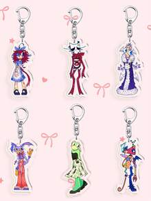 1pc/6pcs Weird Circus Cartoon Character Acrylic Keychain, Cute Ragatha Jax Zooble Character Bag Charm,Perfect Back To School Decor,Fan Gifts,Daily Use - Multicolor - View 1