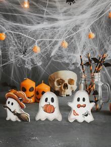 3 Peças Decoração de Mesa de Fantasma de Desenho Animado de Halloween, Decoração de Fantasma Feliz de Halloween para Bandeja em Camadas, Decoração Assustadora e Fofa, Decoração Interna, Adequada para Cozinha, Banheiro, Casa, Suporte de Mesa, Exibição de Mesa, Halloween Vintage, Decoração de Mesa Minimalista (Múltiplos Estilos) - versão vassoura - Visão 1