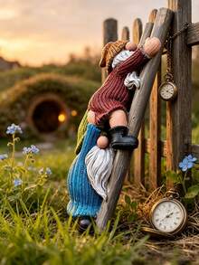 1 Stück Stück Harz-Kletterleiter Paar Gnom Statue, Strickpullover gesichtsloser Zwerg Baum Hängeornament, süße Outdoor Garten Rasen Terrasse Dekofigur Geschenk - A - Übersicht 5