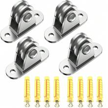 2/4Pcs Heavy Duty Fixed Pulley Detachable Pulley Block Kit Wall-Mounted Pulley Loading 176 Lb For Sliding Gate And Wire Rope - Silver - View 13