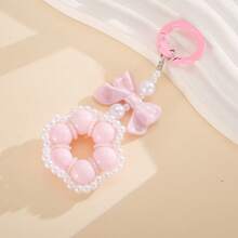 Acrylic Beaded Bow Car Keychain Pendant Candy Color Ring Pearl Accessory Bag Charm - Multicolor - View 6