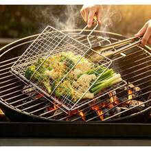 Stainless Steel Grill Rack, Thick Fine Mesh, Foldable And Detachable Handle, Multiple Sizes Available, Durable, Suitable For Grilling Various Foods - 150474 - View 2