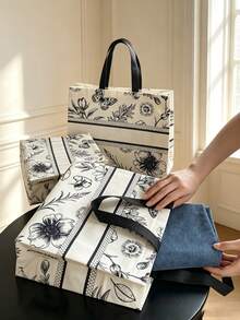 12/6/18pcs Non-Woven Floral Gift Bags With Handles, Reusable Shopping Tote Bags, Christmas Halloween Party Gift Bags, Wedding Birthday Gift Packaging Bags, Large Capacity Party Favor Bags, Christmas Stocking Fillers Holiday Gift Packaging Bags, Birthday Party Decoration Favor Bags, Multi-Purpose Tote Bags For Girls - Multicolor - View 4