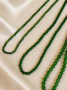 1pc Minimalist Vintage Skin-Flattering Green Beaded Necklace, Elegant Collarbone Chain, Niche Neck Chain, Versatile Styling, Suitable For Women's Daily Wear Or Vacation - Beaded Necklace - View 6