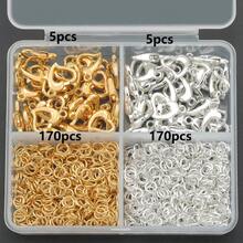 350pcs/Box DIY Jewelry Clasp Set With Heart Lobster Clasp, Jump Rings, Suitable For Handmade Weaving DIY Jewelry, Keychain, Phone Chain End Clasp, Connector, Necklace Bracelet Pendant End Clasp, Open Connector Ring, Earring Bead Connector, Multi-Functional Jewelry Making Materials - Heart Buckle & Jump Ring - View 13