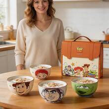 Disney Cartoon 4-Piece Ceramic Rice Bowl Gift Set, Cute Woody, Buzz Lightyear, Jessie, Alien Tableware, Family Kitchen Daily Use Tableware, Birthday And Holiday Gift - Multicolor - View 6