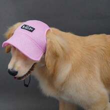 1pc Cute Dog Hat, Polyester Material, With Ear Holes - Sun Protection, Adjustable Size, Suitable For Small/Medium/Large Dogs, All Seasons - Pink - View 7
