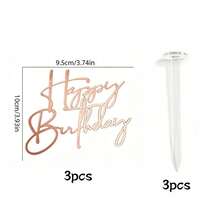 3件/1件 生日蛋糕裝飾鏡面壓克力字母蛋糕插牌 生日派對用品 - 多色 - 查看 25