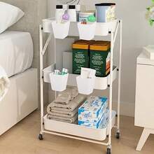 8 Pack Hanging Cup Holders, Multipurpose Rolling Cart Accessories Utility Cart Accessories For Art And Craft Supplies, Space Saving Hanging Storage Basket Pencil Holder Makeup Organizers - White - View 3