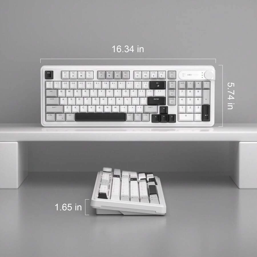 98% MageGee GK960 Wired Membrane Keyboard, 99 Keys, Full RGB Backlit, Mechanical Feel Quiet Typing, With Volume Knob, Ergonomic Design, Suitable For Office And Gaming/PC/Laptop/Win/MacOS, Birthday Gift [Front Print/Side Print]