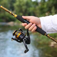 1 Set 4pcs Detachable Spinning Fishing Rod Kit, Portable Split Rod Design, Stable Long Cast, Suitable For Beginners Saltwater Freshwater Outdoor Fishing Gear - Yellow - View 3