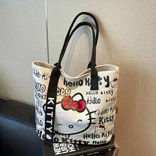 Tas Tote Kanvas Besar Sanrio untuk Hello Kitty | Kain Tahan Lama | Penutup Resleting | Untuk Bepergian, Berbelanja, dan Penggunaan Sehari-hari | Desain yang Menarik - MultiWarna - View 2