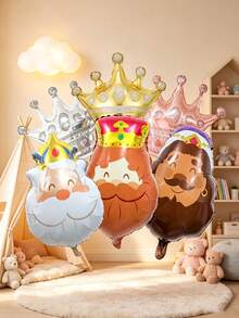 Set Of 6 King-Themed Gold, Silver, And Rose Gold Crown Balloons; Reusable And Inflatable; Perfect For Birthday Parties With A "Prince" Theme, As Well As Indoor And Outdoor Decorations For Patios, Porches, Storefronts, Gardens, And Home Gatherings - A - View 4