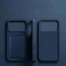 VRNOEI 奢華 3 合 1 吸盤支架卡夾手機殼，相容 iPhone 16 15 11 12 13 14 17 Pro Max Plus 17 AIR，防摔背殼配件，相容 Galaxy S26 S25 S24 S22 S21 S23 Ultra 手機殼 - 深藍色+吸盤+卡包 - 查看 21