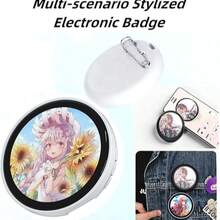 Bros Digital YIYI, Lencana Digital Layar Sentuh LED, Aksesori Gaya Anime yang Dapat Disesuaikan, Cocok untuk Pesta Piala Dunia Sepak Bola, Cosplay, Tombol Pintar Lingkaran Penggemar (Mendukung MP4 <8MB, Beberapa/Satu Gambar, Teks Bergulir) - MultiWarna - View 7