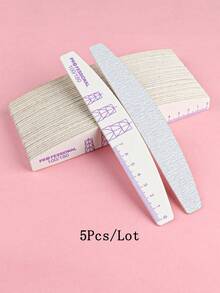 5/10pcs Thin Crescent-Shaped Wooden Nail Files, Double-Sided 100/180 Grit With Ruler And Nail Shape Guide, Professional Washable Nail Buffing Strips For Acrylic And Natural Nails - Light Grey - View 16