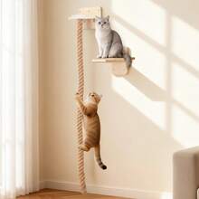 Cat Climbing Rope, Cat Climbing Rope With Full-Size Scratching Board, Equipped With Climbing Rope, Large Ladder And Resting Platform - Promote Healthy Habits, Bring Endless Fun. (51.18in) - Brown - View 10