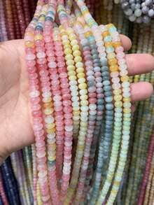 1 Strand Approx. 158pcs 5x8mm Glass Faux Natural Stone Cracked Effect Multicolor Round Beads Loose Beads For Jewelry Making DIY Necklace Bracelet Earrings Accessories Women Gift - DIY Bead Kit - View 3