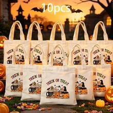1/5/10pcs Cute Pumpkin Ghost Skeleton Bat Spider Black Cat Little Devil Lantern Pattern Halloween Theme Reusable Fabric Tote Shopping Bags Trick Or Treat Bags, Small Batch Multi-Piece Set Trick Or Treat Bags Storage Bags, Essential Halloween Shopping Gift Packaging Bags, Suitable For Christmas Decoration Indoor Outdoor Yard Garden Lawn Entrance Small Gifts, Essential Halloween Party Small Gift Storage Bags Gift Bags - Multicolor - View 50