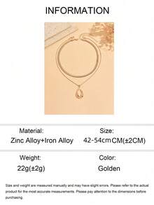 2pcs Fashionable Hot-Selling Hollow Water Drop Pendant Gold Thick Snake Chain Collarbone Necklace Layered Necklace Women's High-End Neck Jewelry Suitable For Party Music Festival Daily Wear - Gold - View 6