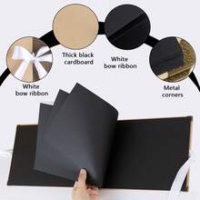1Set Photo Album, Advanced Scrapbook, 20 Sheets 40 Page Black Card Photo Album, Ribbon Sealing, DIY Handmade Travel Record Book, For Anniversary Graduation Wedding, Christmas, Halloween, School Gifts Consumables,Card Holder - Rectangular Set - View 3