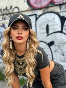 1Pc Unisex A-Z Letter Outdoors Fashionable Leisure Washed Baseball Cap, Adjustable Outdoor Sun Protection Casual Hat,Suitable For Daily Matching - Black - View 4