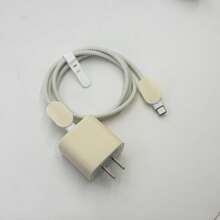 5件組米色皮革紋理新款 Apple 20W 充電器保護套與數據線保護套，防斷線線材包覆，相容 iPhone 17/16/15/14 - 米色 - 查看 6