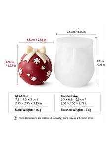 Christmas Decoration Ball Aromatherapy Candle Silicone Mold, Integrated Bowknot Snowflake Embossed Round Ball Casting Mold, Suitable For Aromatherapy Wax And Home Decor, Ideal For Window Display Arrangement, Christmas Gift Box Inner Decoration, Bulk Customized Holiday Handmade Gift Mold - Silicone Candle Mold - View 8