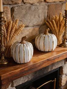 1pc Pumpkin Decor, Suitable For Harvest Season And Halloween, Creative Minimalist Exquisite Design, Resin Craft Desktop Ornament, Suitable For Home Interior, Tea Room, Office, Hotel, Cabinet Display, Holiday And Party Decoration - Pumpkin - View 5