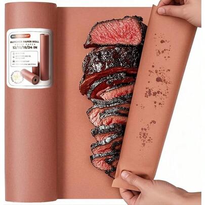 18" X 200' (2400") Pink Butcher Paper Roll For Smoker BBQ Grilling Smoking Meat Unbleached Uncoated Unwaxed Peach (Pink, 18" X 200')