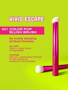 Real Techniques Limited Edition Vivid Escape 421 Color Pop Blush Brush, Plush Domed Shape Picks Up And Sweeps Formula Onto The Cheeks, Cruelty-Free & Vegan - Rose Red - View 2