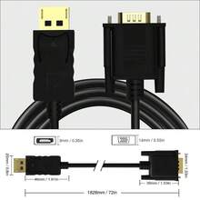 Kabel Adaptor Displayport ke VGA 1080P 1,8m, Konverter Adaptor DP VGA untuk TV Box, PC, Laptop, Monitor, Proyektor - View 4