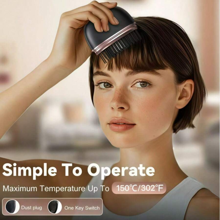LUYAO Mini Wireless Hair Straightener Comb For Bangs, Small Portable Hair Straightener Comb, Rechargeable USB Portable Hair Straightener Comb, Mini Hot Comb