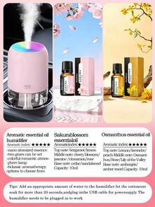 Portable 200ml Mini Cold Mist Aromatherapy Humidifier Set, Suitable For Car/Home, USB Powered, 3 Colors Optional, With Color-Changing LED Night Light, Ultra-Quiet Operation, Auto Shut-Off, Includes 6 Essential Oils, Ideal Gift Choice - A - View 20