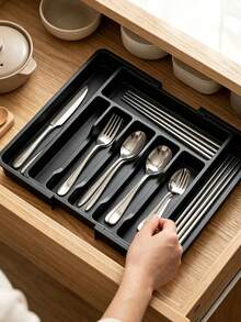 Drawer Organizer, Kitchen Utensil Divider Storage, Plastic Kitchen Storage Rack, Can Be Used For Utensil Classification Storage, Utensil Dust-Proof, Knife, Fork, Spoon Storage Rack, Kitchen Accessories, Kitchen Storage Supplies - Multicolor - View 3