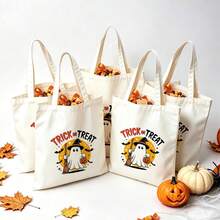 1/5/10pcs Cute Pumpkin Ghost Skeleton Bat Spider Black Cat Little Devil Lantern Pattern Halloween Theme Reusable Fabric Tote Shopping Bags Trick Or Treat Bags, Small Batch Multi-Piece Set Trick Or Treat Bags Storage Bags, Essential Halloween Shopping Gift Packaging Bags, Suitable For Christmas Decoration Indoor Outdoor Yard Garden Lawn Entrance Small Gifts, Essential Halloween Party Small Gift Storage Bags Gift Bags - Multicolor - View 46