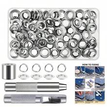 EDCUEBE7 100pcs (6/8/10/12mm) Copper Eyelet Tool Set, Includes Puncher And Hollow Punch Head, Suitable For Installing Eyelets On Clothing, Leather, Fabric, Belts And Other Materials, As Well As Impact Punch And Puncher, Can Be Used For Jewelry Making. Durable Iron Tools, Suitable For Leather, Belts, Clothing And Curtains. Set Includes Storage Bag. - Multicolor - View 2