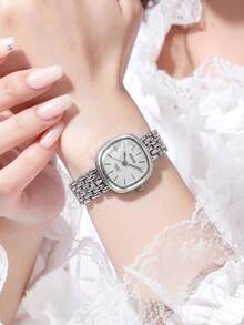 SOKI Women's Watch, Small Vintage Luxury Quartz Bracelet Watch, Fashionable Minimalist Elegant, Electronic Driven And Pointer Display, Suitable For Daily Wear, Back To School, Time Checking, Birthday Gift, Also An Ideal Choice For Friends - Silver - View 3