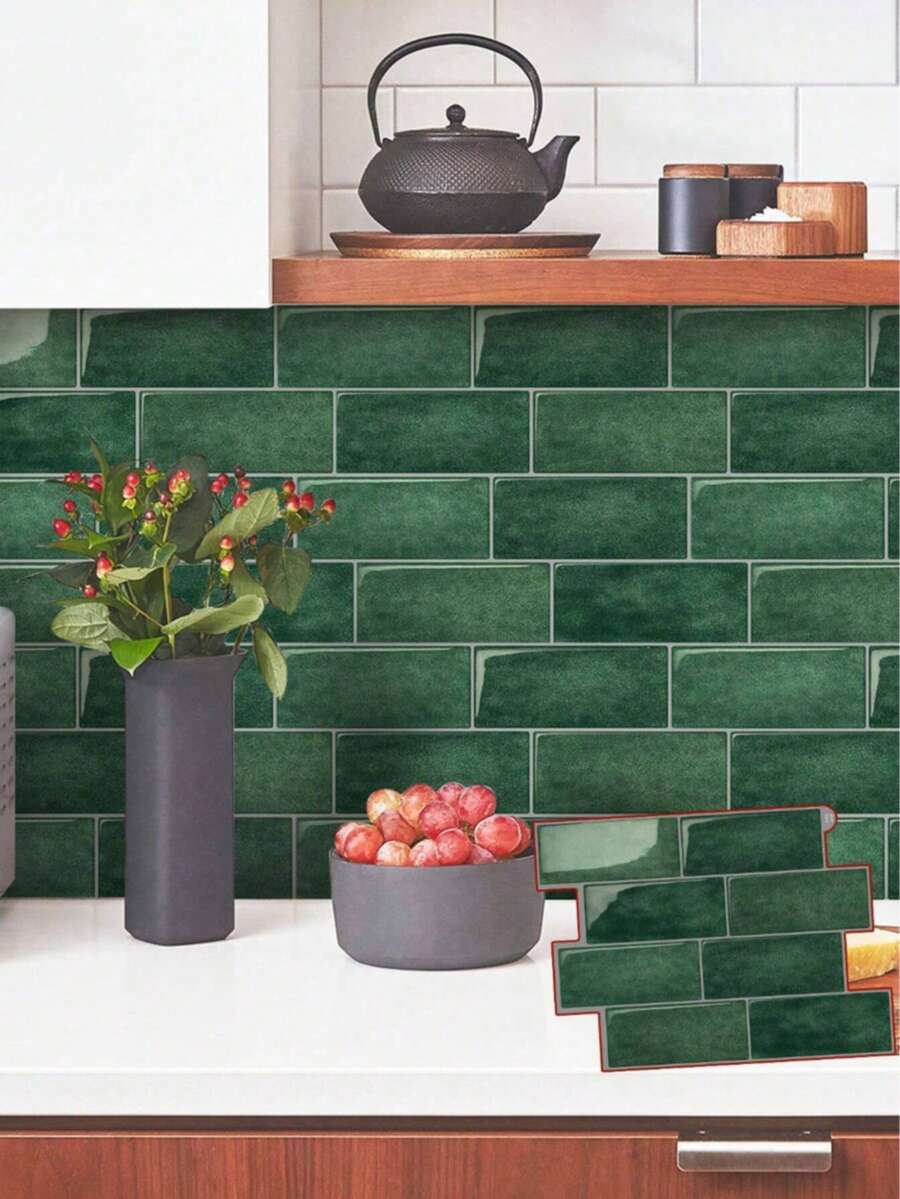 Panel Dinding Tekstur Bata Tahan Air, Stiker Ubin Dinding Perekat Mandiri yang Dapat Dilepas, Cocok untuk Dinding Dapur dan Kamar Mandi, Dapat Digunakan untuk Dekorasi Liburan, Stiker, Stiker Dinding, Stiker Vinyl, Dekorasi Rumah, Dekorasi Musim Semi - Stiker dinding imitasi ubin keramik - View 1