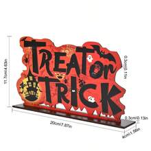 1 pieza/3 piezas Letreros de madera con temática de Halloween, Decoración de escritorio con letras Feliz Halloween & Truco o , Patrón de calabaza, murciélago, castillo, luna y bruja, Decoraciones de Halloween, Decoración de fiesta, Decoración del hogar, Regalo de Halloween, Regalo festivo, Decoración de habitación - Víspera de Todos los Santos - Ver 4