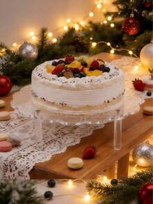 Soporte Redondo para Pastel de Mesa de Postres Decorativo, Estante de Exhibición de Acrílico, Decoración de Cristal Transparente para Cumpleaños y Bodas - Blanco - Ver 3