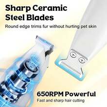 ENSSU Pet Electric Grooming Clipper With LED Light, Dog Paw Trimmer, Wide Blade Electric Dog Grooming Scissors With LED Display, Pet Micro Precision Trimmer, Rechargeable Clipper For Paws, Ears, Face, Butt And Eyes - Multicolor - View 8