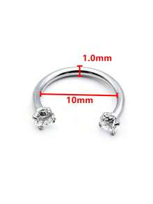 1PC/2pcs/Set Luxury Style Exquisite Versatile Stainless Steel 18G 4-Prong Zirconia C-Shaped Stud Earrings, Sparkling CZ Stainless Steel Spiral Cartilage Piercing Earrings, Suitable For Daily Wear, Can Be Used As Gifts For Various Occasions Like Valentine's Day, Birthday, Graduation Season - 1pc-silver - View 14