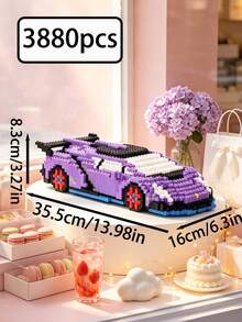 3880pcs Micro Particle Building Blocks Racing Car DIY Assembly Toy, Cool Racing Car Model Decor, Stress Relief Desktop Ornament, Suitable For Teenage Boys Birthday Holiday Gift, Collectible Toy - Multicolor - View 6