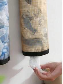 1pc Plastic Bag Dispenser Storage Rack, Suitable For Kitchen, Behind Door Storage, Kitchen Organization, Kitchen Essential, Kitchen Accessories, Bathroom Accessories, Home Kitchen Tools, Kitchen Decor - Multicolor - View 3