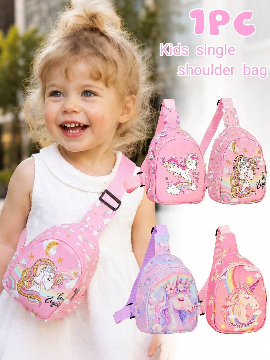1PC Cute Unicorn Crossbody Bag For Toddlers, Adjustable Comfortable Mini Sling Bag For Girls, Suitable For Daily Outings And Casual Wear, Hot-Selling For Back To School Season - Multicolor - View 1