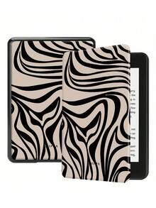 斑馬條紋保護殼 適用 7/6.8/6 吋 Kindle Paperwhite (第 12/11/10/7/6/5 代 - 2024) | Kindle Colorsoft Signature Edition 電子閱讀器配件，可愛極簡風保護殼附手提帶，適合送給同事與朋友的禮物 - 彩色 - 查看 5