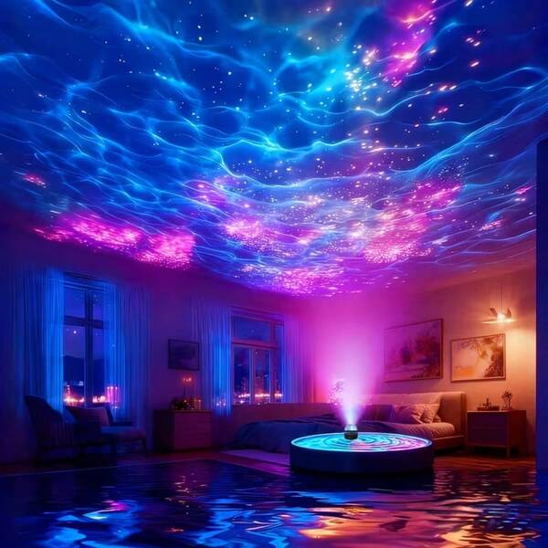 16-Color Adjustable Starry Sky Projection Wave Night Light - Equipped With Remote Control, Timer Function, Supports USB Power, Suitable For Outdoor Camping/Bedroom Decor, Christmas Gifts And Creative Home Atmosphere Lighting