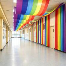 AFYPRTY 1pc Colorful Rainbow Polyester Ceiling Decorative Swags Lightweight Reusable Fabric Drapes For School Hallway Wedding Birthday Party Decoration - Style 1 - View 7