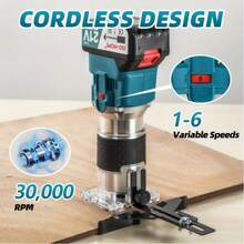 JSD-HOPE 21V Cordless Lithium Wood Router, 4.0Ah Li-Ion Battery, 30, 000 Max RPM, 1-6 VariableSpeeds, Brushless Motor For Woodworking EdgeTrimming, Grooving & DIY Projects - US A Type Plug(110-127V) - View 5